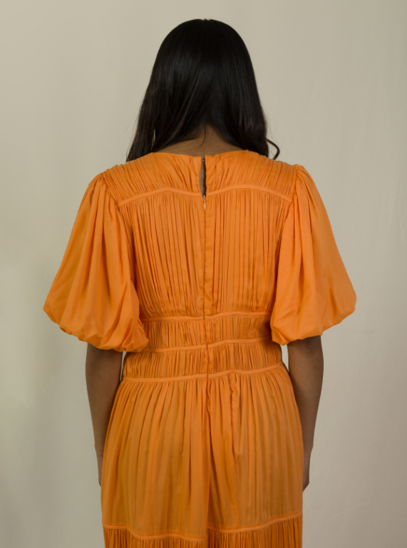 Plunge Neckline Dress - Apricot Crush