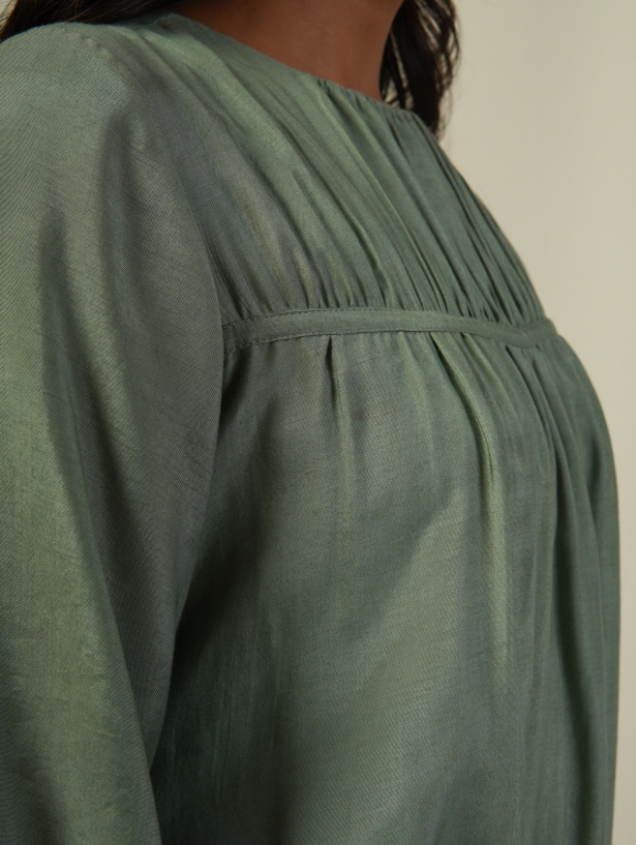 Gathered Dress - Sage Green