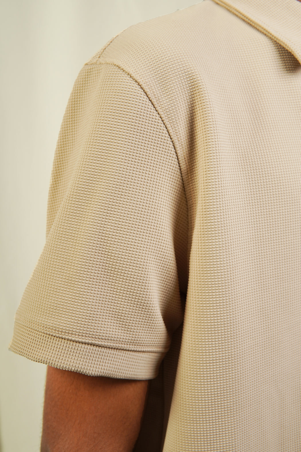 Waffled Polo - Soft Beige