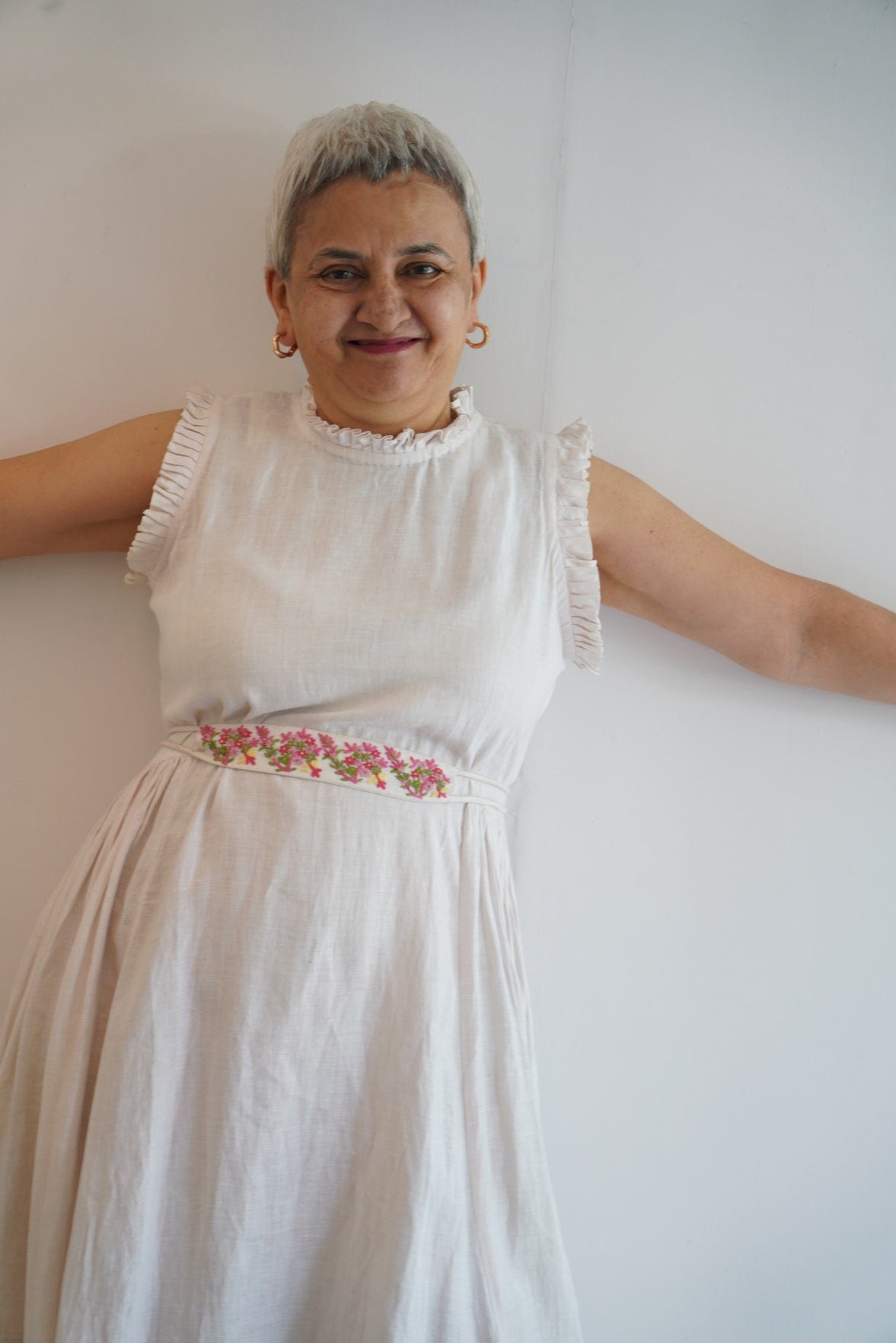 Embroidered Belt Dress