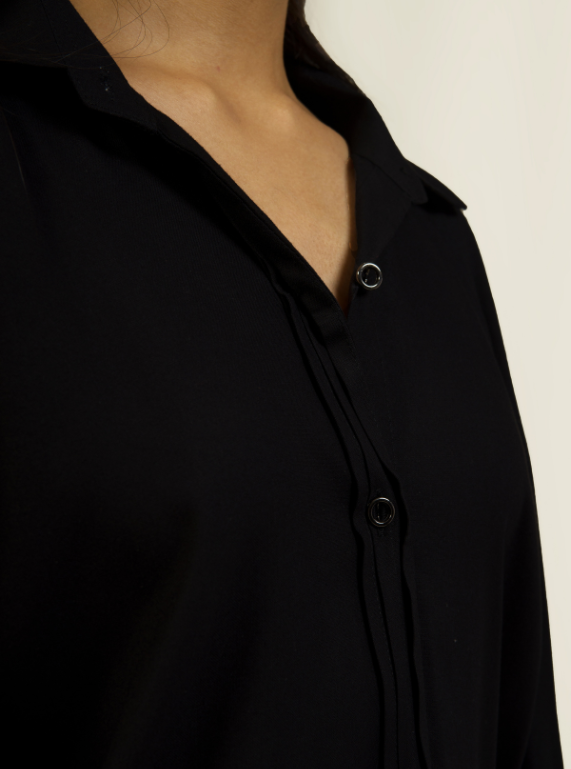 Pleated Cuff Shirt - Smooth Black