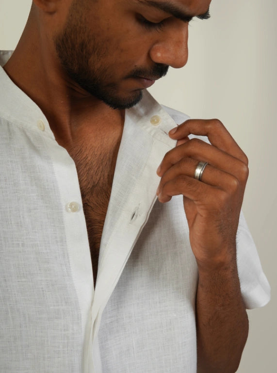Detachable Collar Shirt - Soft White