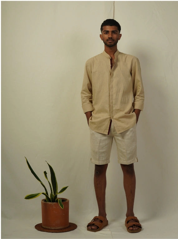 Mandarin Collar Shirt - Exotic Beige
