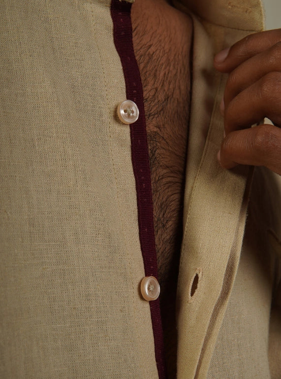 Mandarin Collar Shirt - Exotic Beige