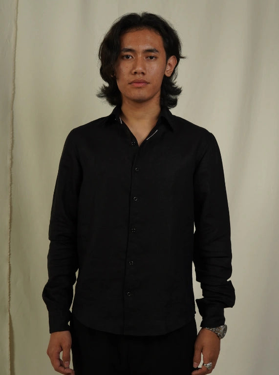 Seamless Placket Shirt - Shadow Black
