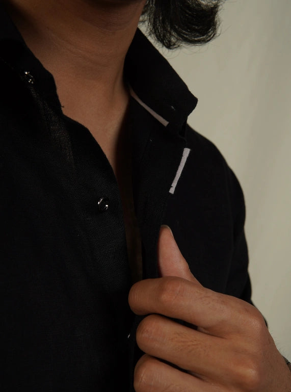 Seamless Placket Shirt - Shadow Black