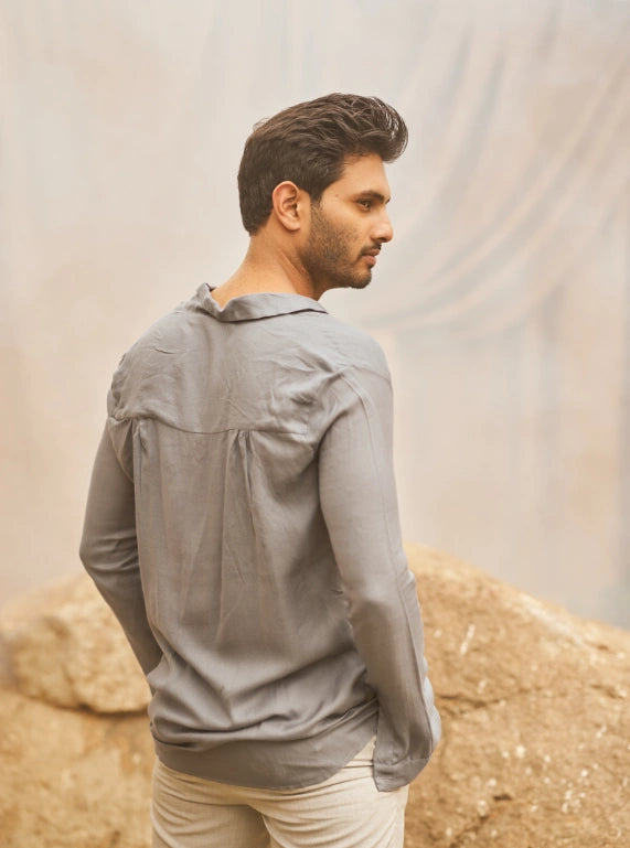 Camisa Cuello Nawabi Gris