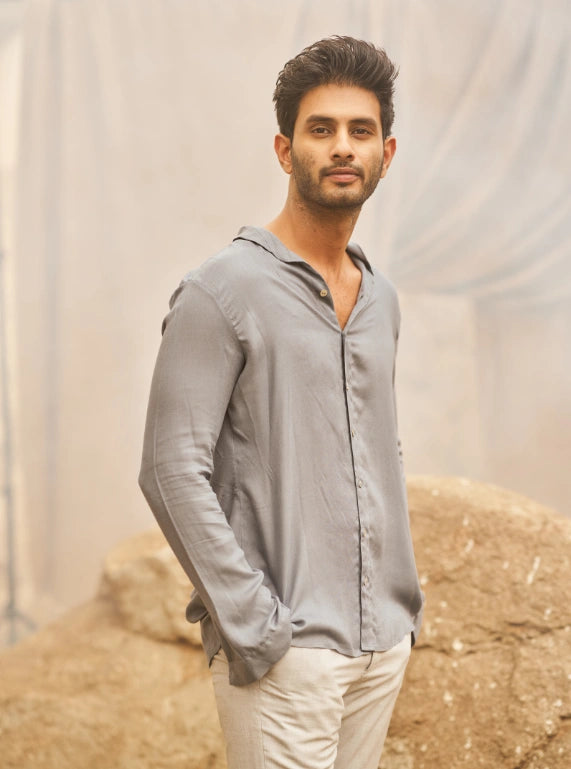 Camisa Cuello Nawabi Gris