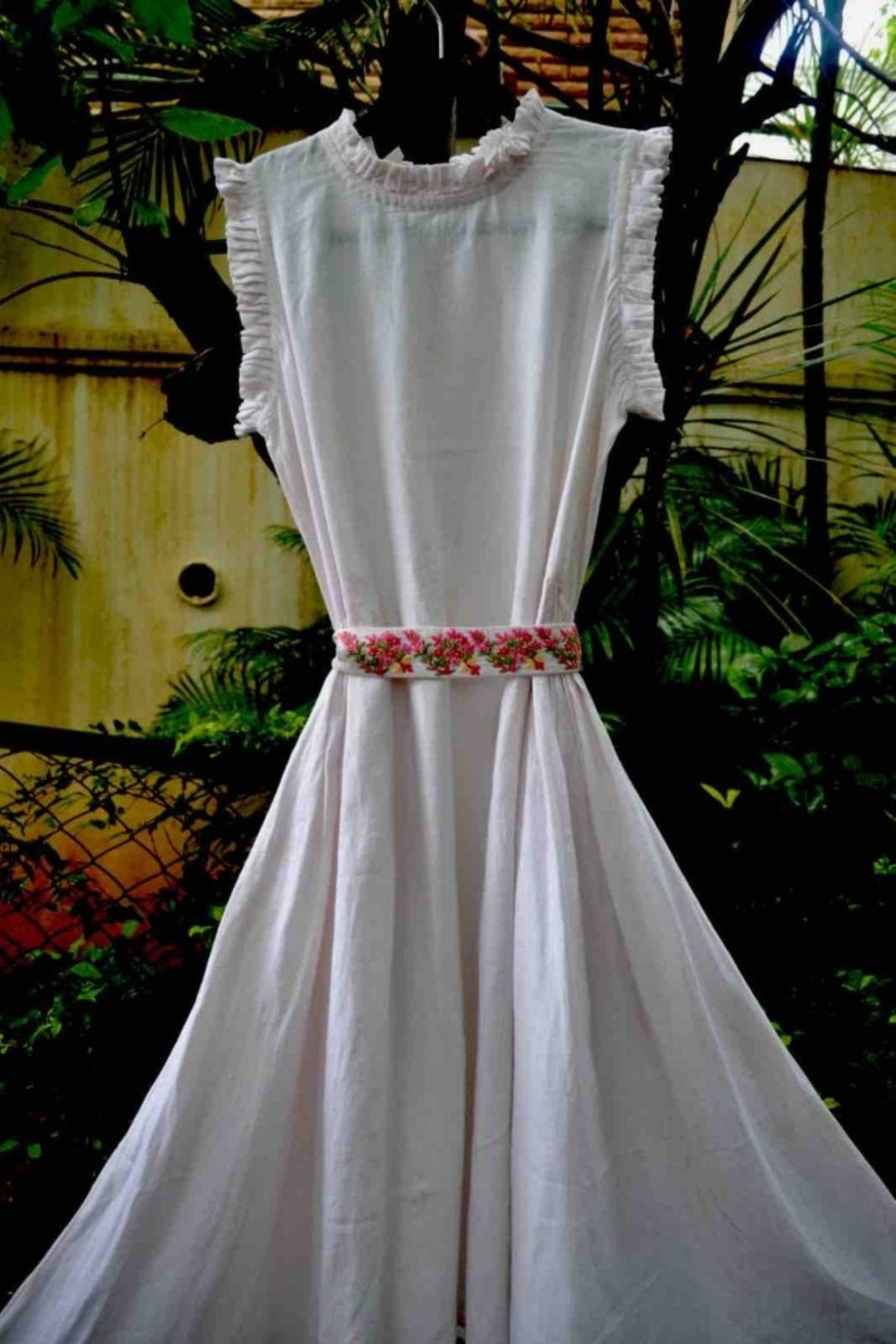 Embroidered Belt Dress