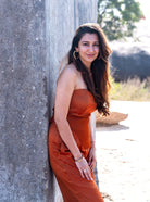 Rust Modal Satin Flowy Pants