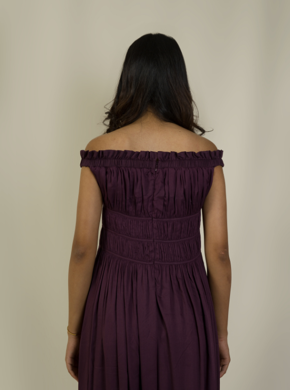 Off-Shoulder Dress - Midnight Plum