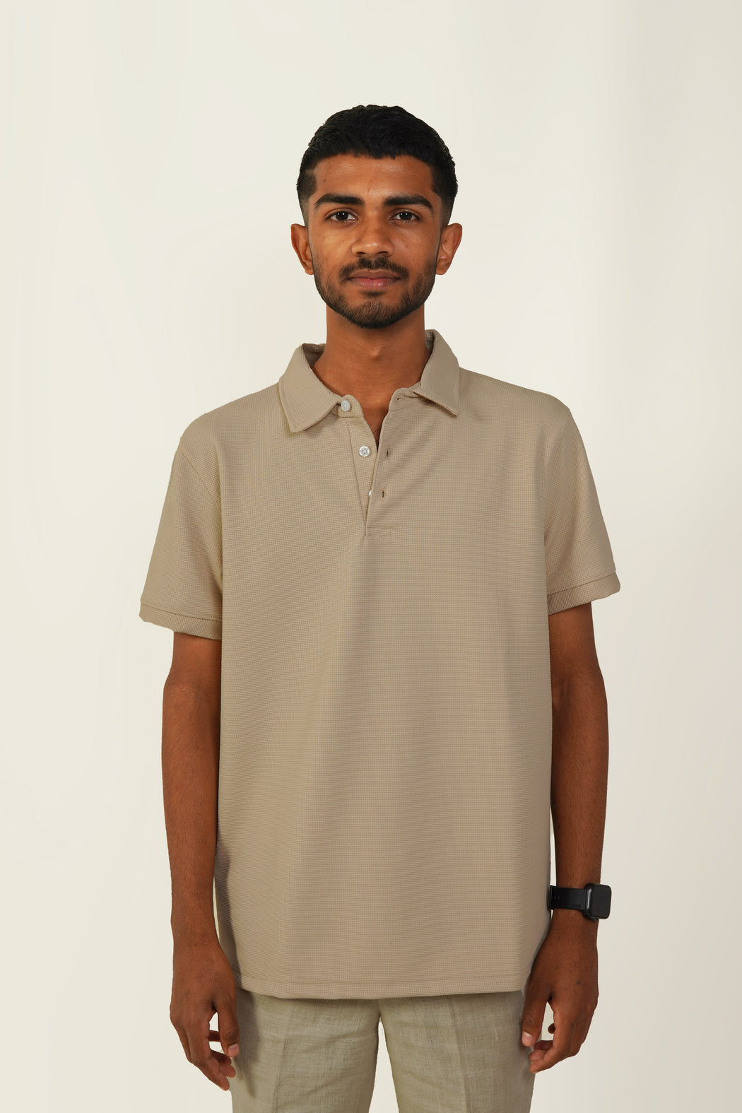 Waffled Polo - Soft Beige