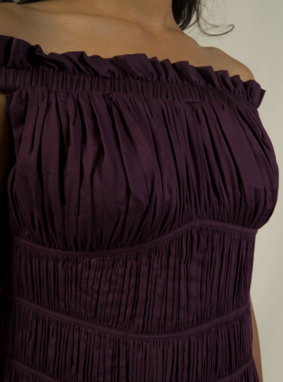 Off-Shoulder Dress - Midnight Plum