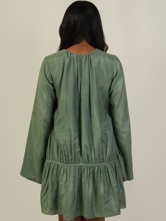 Gathered Dress - Sage Green