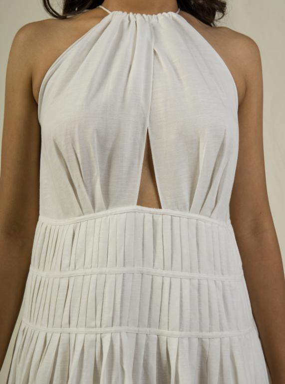 Overlap Peeping Dress - Pristine White