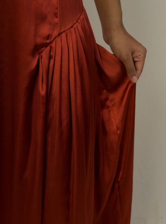 Side Gathered Skirt - Intense Rust