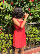 Red off-shoulder Dress
