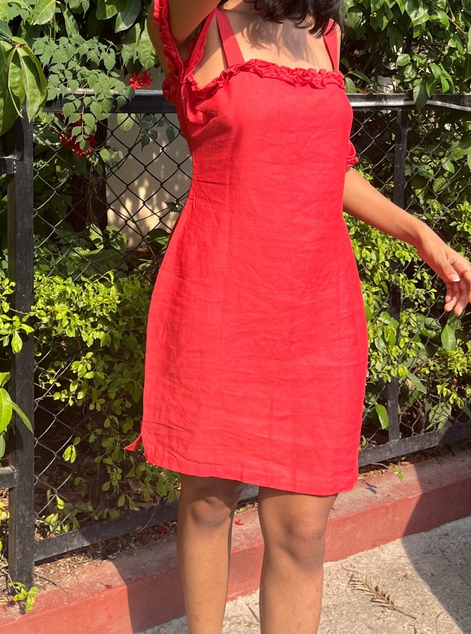 Red off-shoulder Dress