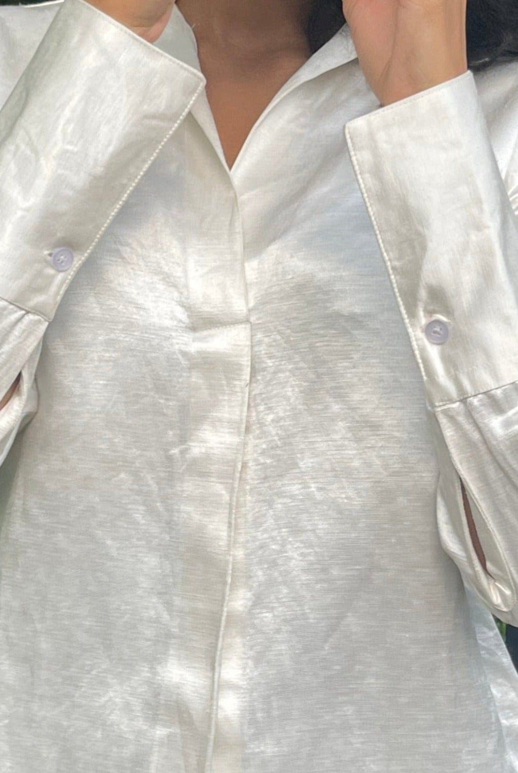 White Sleek Cuffed Shirt