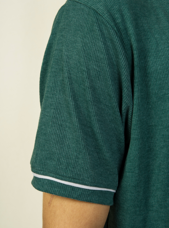 Green Crew Neck T-shirt with White Detail