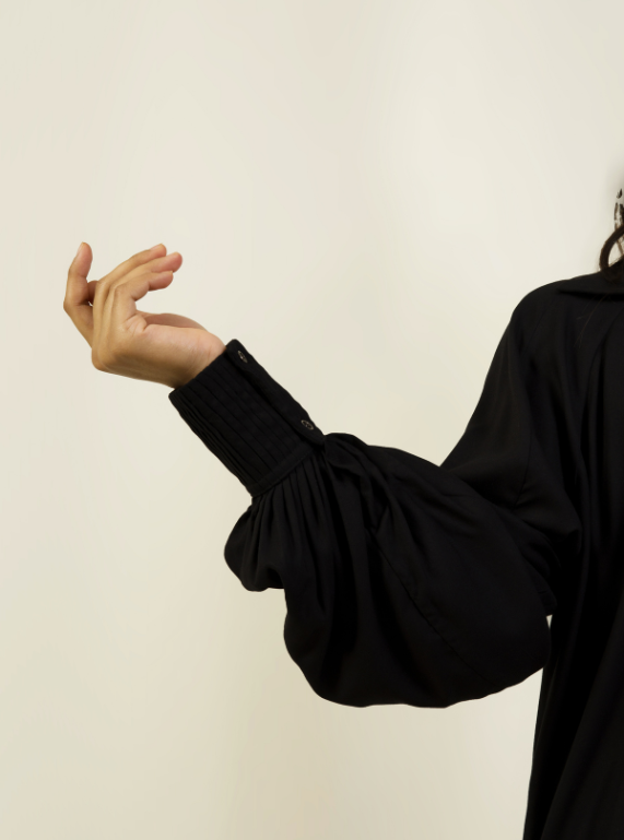 Pleated Cuff Shirt - Smooth Black