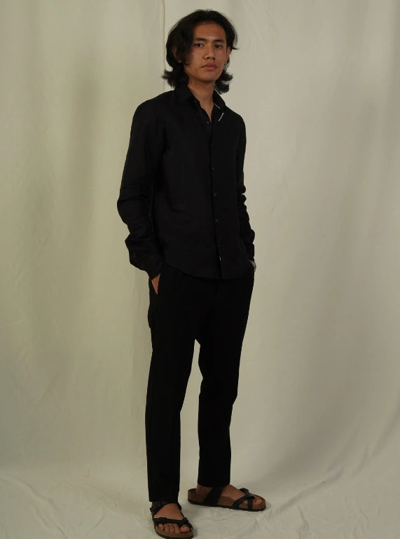 Seamless Placket Shirt - Shadow Black