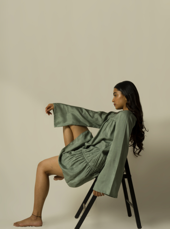 Gathered Dress - Sage Green