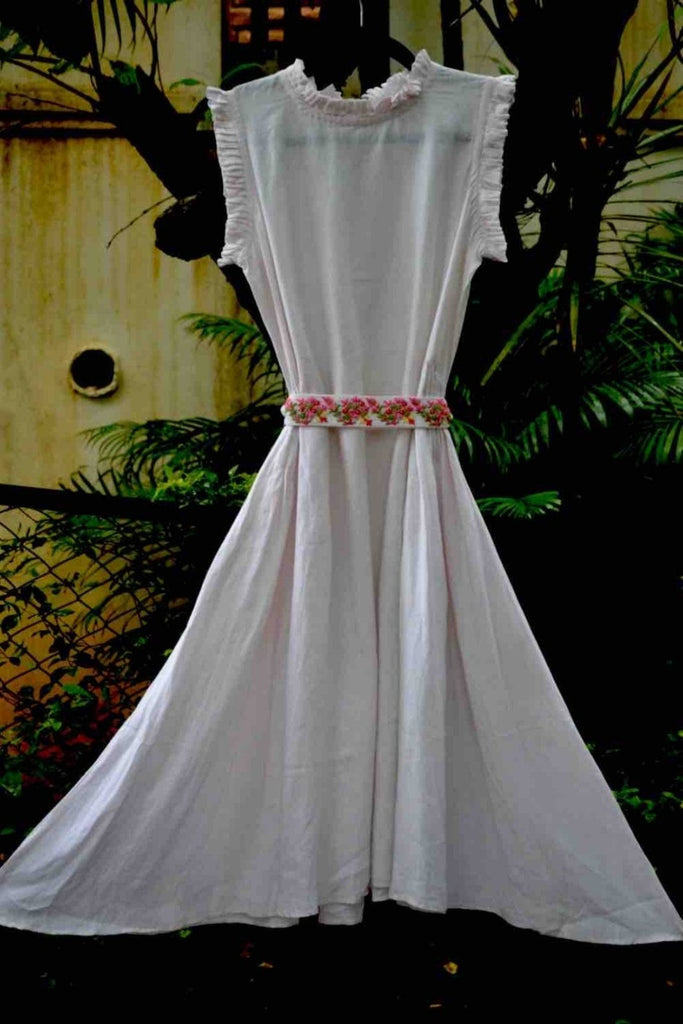 Embroidered Belt Dress